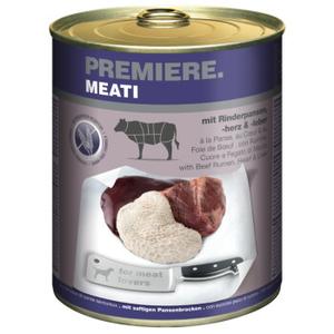 PREMIERE Meati mokra karma dla psów, Adult, Żwacze, serca i wątroba wołowa 12x800 g