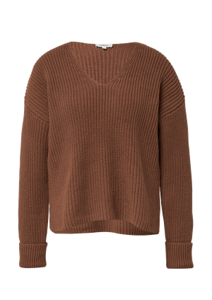 Sweter z grubej dzianiny z dekoltem w kształcie litery V o luźnym kroju