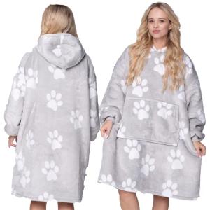 KOC BLUZA Oversize Gruba Ciepła 2w1 KOCOBLUZA XXL ŁAPY SZLAFROK Futrzak