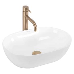Umywalka Nablatowa Rea Amelia 45 cm Owalna Ceramiczna Sanitarna Biała