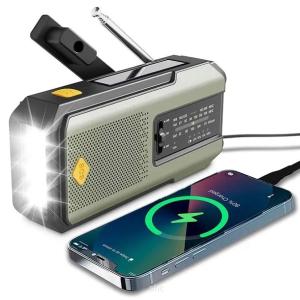 RADIO AWARYJNE Z KORBKĄ DYNAMO USB SOLARNE ALARM SOS TURYSTYCZNE Z LATARKA