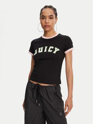 Juicy Couture T-Shirt Collegiate Ringer JCWCT125320 Czarny Slim Fit