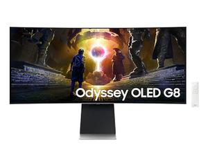 Samsung Monitor 34 cale Odyssey G8 OLED 3440x1440 UWQHD 21:9 2xHDMI 1xDP 2xUSB 3.0 0,03ms 175Hz HAS zakrzywiony głośniki 2Y2d2 (LS34DG850SUXDU)