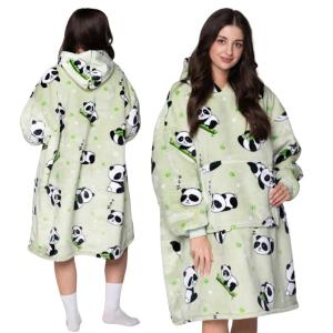 KOC BLUZA Oversize Ciepła Gruba KOCOBLUZA 2w1 PANDA PREZENT FUTRZAK