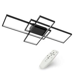 Nowoczesna Lampa Sufitowa LED Modern 120W w kolorze Czarnym z PILOTEM, pełniąca funkcję żyrandola i plafonu