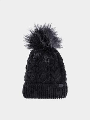 4F JUNIOR Czapka zimowa dzięcięca z pomponem F421 czarna (one size)