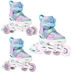 Rolki Wrotki 3w1 Regulowane do nauki jazdy RAVEN Etta Violet 30-33 LED