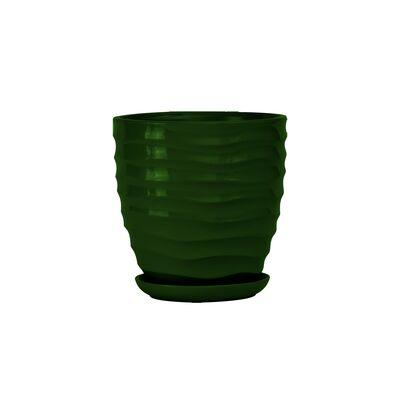 Doniczka ceramiczna z podstawką duna 18 x 17 cm zielony połysk symbol 3011