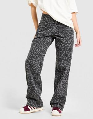 Unlike Humans Spodnie Jeans Leopard