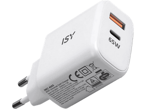 Ładowarka sieciowa ISY IWC-4065 65W GaN 1xUSB-A, 1xUSB-C