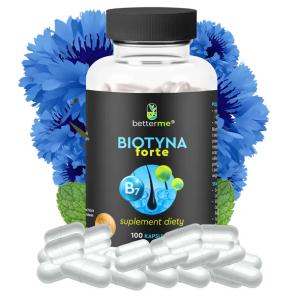 Biotyna Forte Na Włosy 10 mg Witaminy Skóra Paznokcie 100 tabletek BetterMe