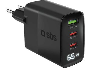 Ładowarka sieciowa SBS 2x USB-C Power Delivery 1x USB-A Adaptive Fast Charge 65W Czarny