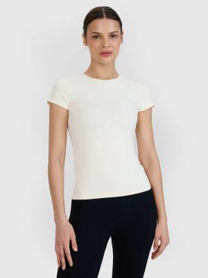 4F koszulka damska t-shirt do ćwiczeń 4FWSS25TFTSF1270 biały (XS/S)