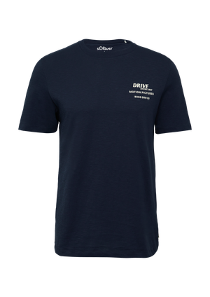 T-shirt ze strukturą przędzy płomieniowej i nadrukiem z tyłu