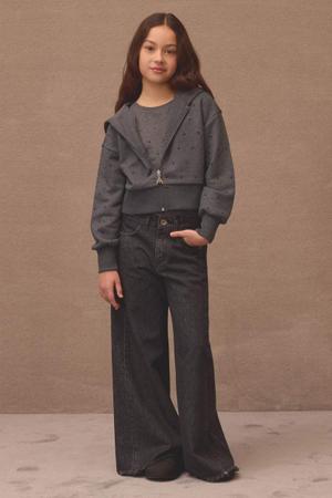 Jeansy wide leg z kryształkami