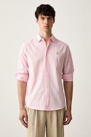 U.S. Polo Assn. koszula safari męska z lnem LINEN BLEND LS