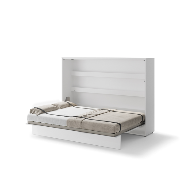 Półkotapczan poziomy BC-04 Bed Concept 140x200 cm 140x200 cm | Biały połysk | składany | funkcjonalny | oszczędność przestrzeni