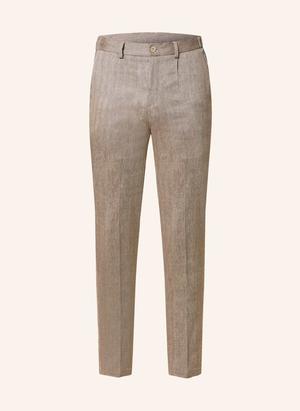 Paul Spodnie Garniturowe Slim Fit Z Lnem braun