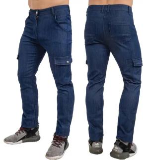 Ciepłe Ocieplane Spodnie Bojówki Męskie Jeans Ocieplone Polarem ZD00028 W30