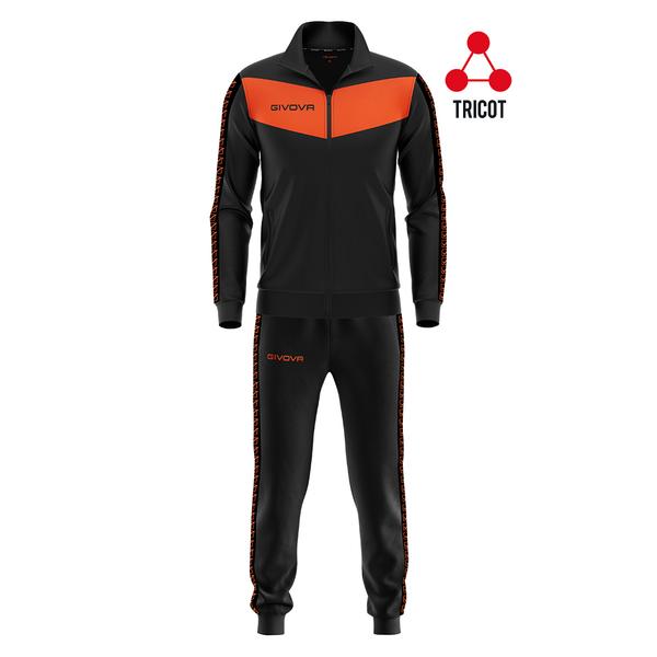 GIVOVA dres sportowy męski komplet bluza i spodnie Triacetato czarny/pomarańczowy (S)