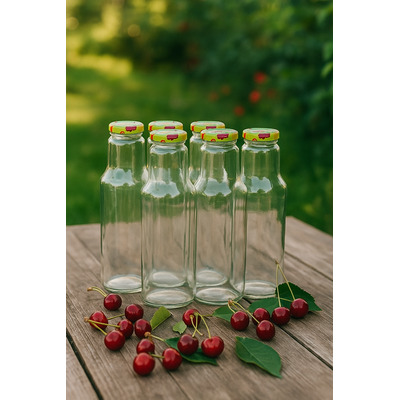 Butelka 750 ml z kolorową zakrętką 6 sztuk