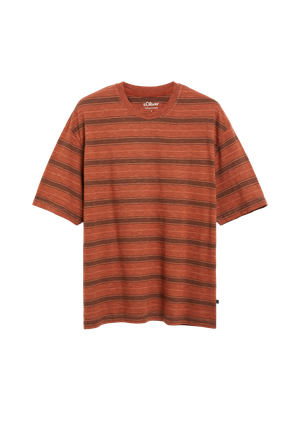 T-shirt w prążki Modern Fit barwiony po uszyciu