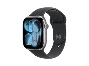 Smartwatch APPLE Watch Series 11 GPS, koperta 46mm z aluminium w kolorze gwiezdnej szarości, pasek sportowy czarnym - rozmiar S/M MEV04MP/A
