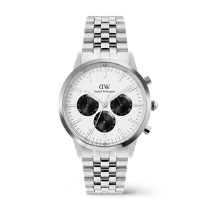 Daniel Wellington DW Watch Iconic Chronograph Arch 5-Link Off- White Panda Silver 42mm