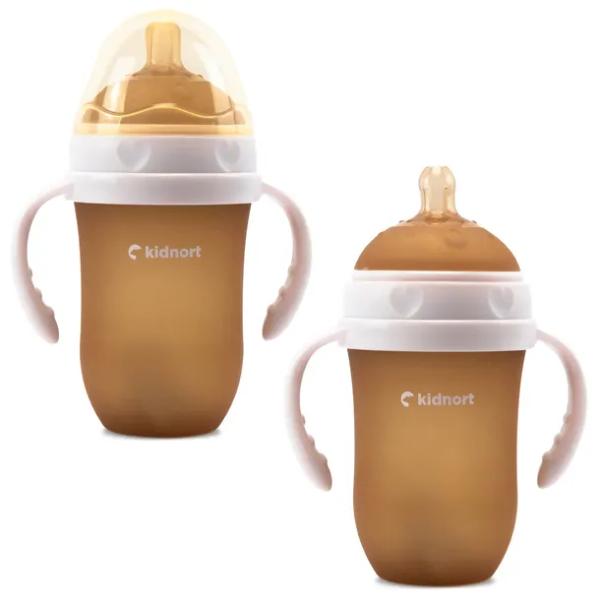 Butelka Silikonowa Antykolkowa Eple 250ml Różowa 6M+ BPA FREE