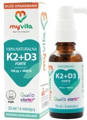 Myvita Witamina K2+D3 Forte, 100µg+4000IU, krople, 50 ml