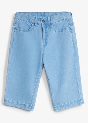 Bermudy jeansowe z regulowanym pasem, loose fit