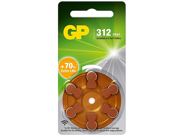 Bateria guzikowa do aparatów słuchowych GP ZA312/PR41 6szt.