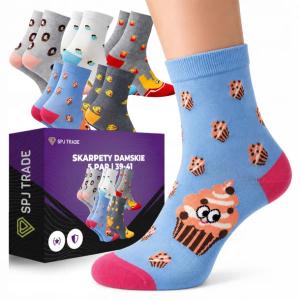 5x skarpety DAMSKIE KOLOROWE BAWEŁNIANE ŚMIESZNE skarpetki WESOŁE 39-41
