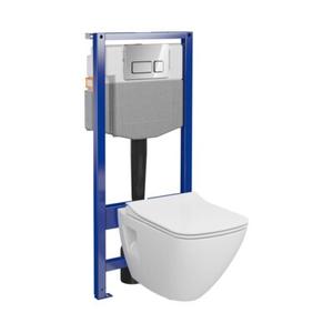 Zestaw podtynkowy z miską WC Moudo Plus square C500 SYSTEM 50 MECH WHB215 przycisk chrom połysk Cersanit