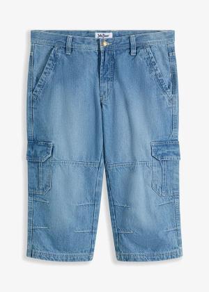 Jeansy bojówki 3/4 regular fit z prostymi nogawkami
