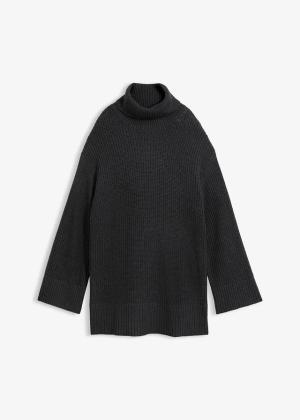 Sweter oversize z golfem z mieszanki bawełny