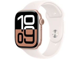 Smartwatch APPLE Watch Series 10 GPS Koperta 46mm z aluminium w kolorze różowego złota paskiem sportowym M/L łagodnego różu MWWU3ET/A