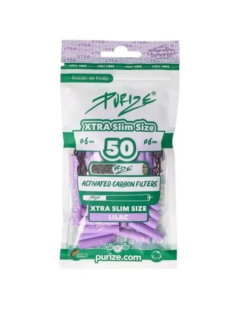 Filtry węglowe do jointów Purize XTRA Slim Lilac 50 szt. kolor LILIOWY