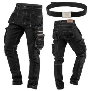 NEO Spodnie Robocze Męskie Jeans z Paskiem - Seria DENIM Stretch MOCNE