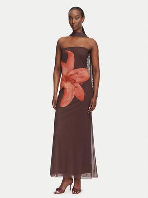 Vero Moda Sukienka letnia Rosetta 10356030 Brązowy ciemny Regular Fit