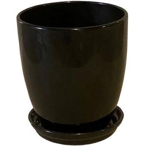 Doniczka Classic wysoka z podstawką 19 cm ceramiczna grafit