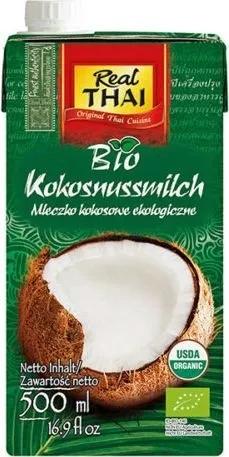 Mleczko Kokosowe Bio 500 ml Real Thai 85% kokosa Zestaw -12 sztuk