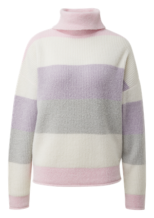 Sweter z golfem w paski