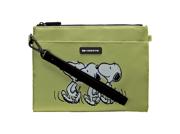 Torebka CASE&ME Peanuts Snoopy Daily Mood ze smyczą i zamkiem błyskawicznym Zielony