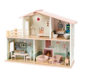 Drewniany domek dla lalek balkon taras łazienka meble stojący Mini Matters