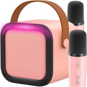ZESTAW DO KARAOKE DLA DZIECI GŁOŚNIK BEZPRZEWODOWY 2x MIKROFONY RÓŻOWY
