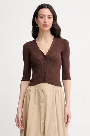 Twinset kardigan damski z dodatkiem jedwabiu