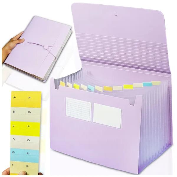 TECZKA ORGANIZER NA DOKUMENTY 26 KIESZENI HARMONIJKOWA A4 ZAPIĘCIE Z GUMKĄ