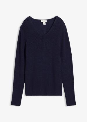 Sweter z prążkowanej dzianiny z czystej bawełny organicznej