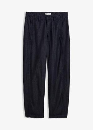 Jeansy typu barrel, mid waist, z regulowanym pasem